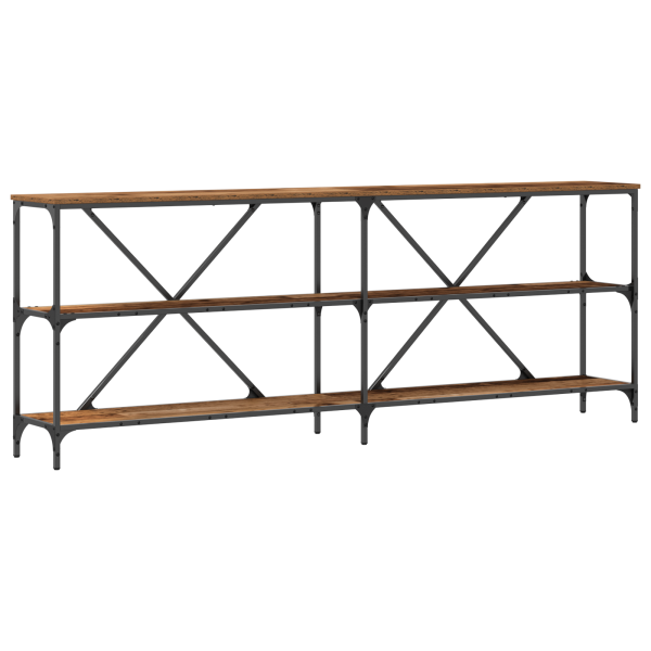 Mesa de Console  Madeira Velha 200x30x75 cm Madeira de Engenharia e Aço M 2