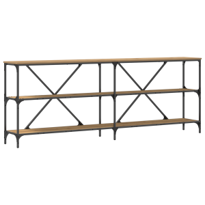 Mesa de Console  Carvalho Artesanal 200x30x75 cm Madeira Engenharia e Aço H