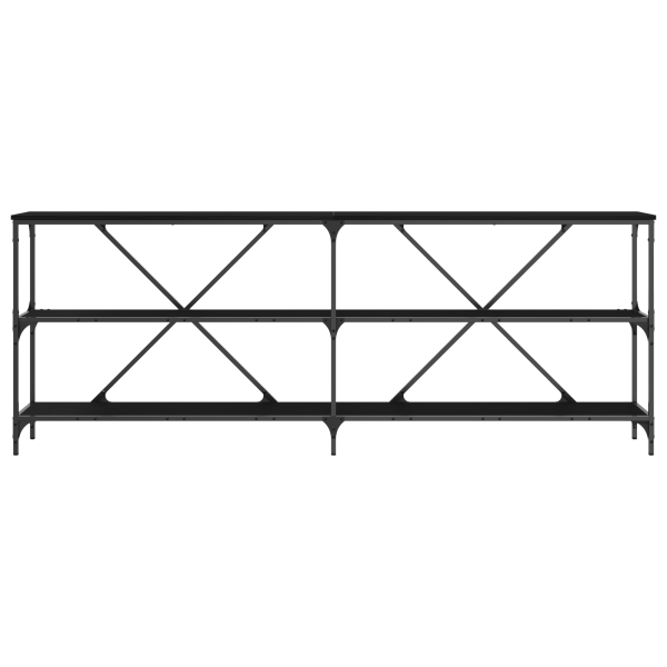 Mesa de Consola  Preto Carvalho 200x30x75 cm Madeira Revestida e Aço M 5