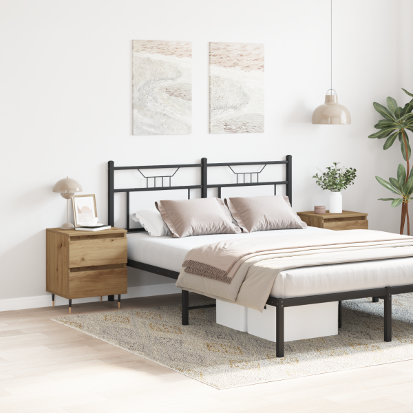 Mesitas de noche 2 uds madera roble artisan 40x35x50 cm M 4