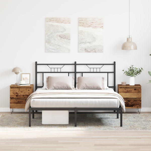 Mesitas de noche 2 uds madera ingeniería envejecida 40x35x50 cm D