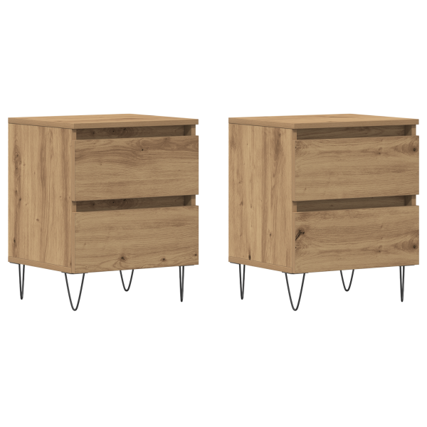 Mesitas de noche 2 uds madera roble artisan 40x35x50 cm M 2