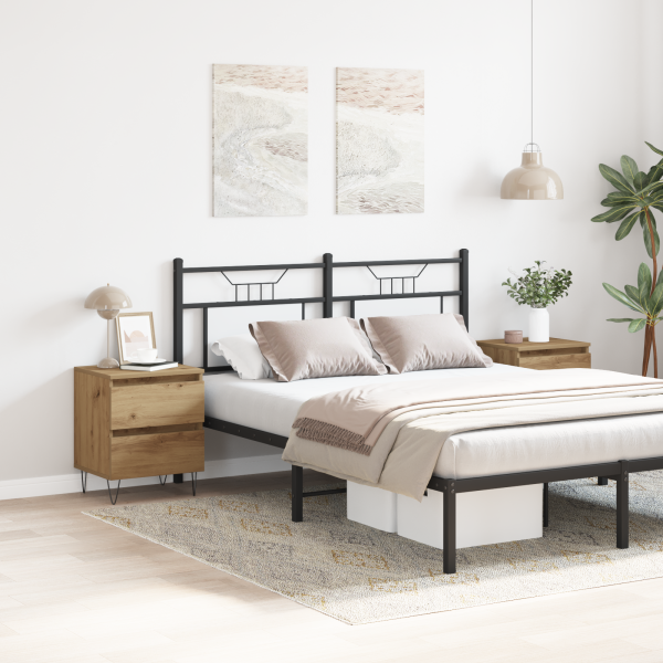 Mesitas de noche 2 uds madera roble artisan 40x35x50 cm M 4