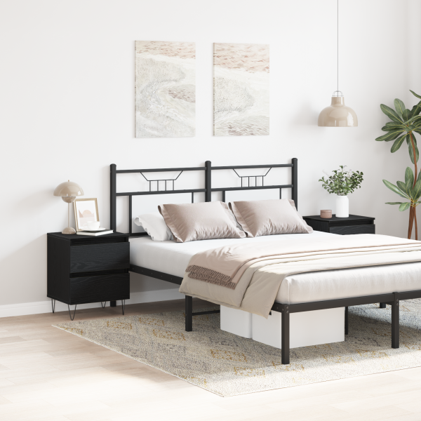 Conjunto de Mesas de Cabeceira 2 pcs Carvalho Preto 40x35x50 cm Madeira Engenheirada M 4