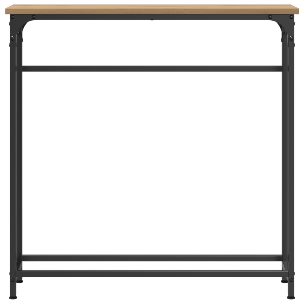 Mesa de Console  Carvalho Artesanal 75x19.5x75 cm Madeira de Engenharia & Aço M 5