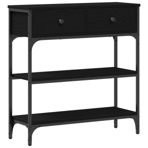 Mesa consola madera ingeniería roble negro y acero 72.5x25x75cm H
