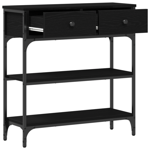 Mesa de Console  Madeira de Carvalho Preto 72.5x25x75 cm Madeira e Aço M 5