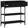 Mesa de Console  Madeira de Carvalho Preto 72.5x25x75 cm Madeira e Aço 5