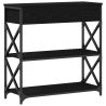 mesa de console  Preto Carvalho 75x28x75 cm Madeira de Engenharia e Aço 5