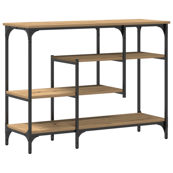 Mesa consola madera roble artisan y acero 100x35x75 cm M 2