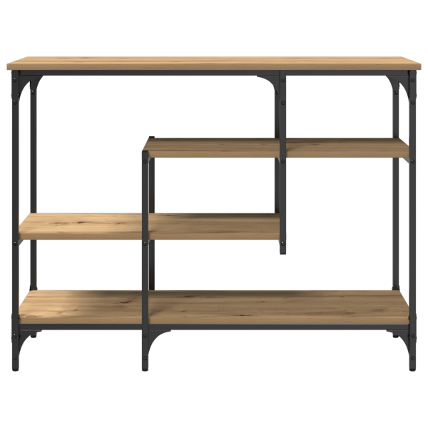 Mesa de Consola  Carvalho Artesanal 100x35x75 cm Madeira Engenharia e Aço M 5