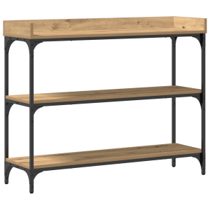 Mesa consola madera roble artisan y acero 100x30x80 cm H