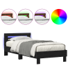 Estructura de cama con luces LED madera roble negro 90x190 cm 4