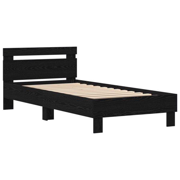 Estructura de cama con luces LED madera roble negro 90x190 cm M 5