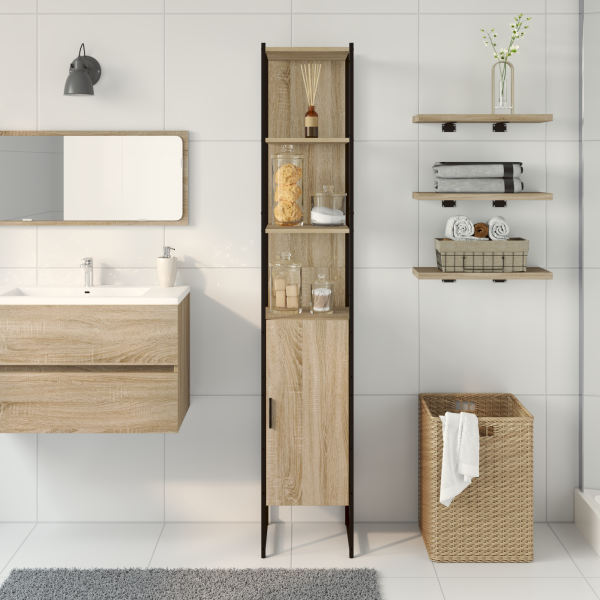 Mueble de baño madera de ingeniería roble sonoma 33x33x185.5 cm M 4