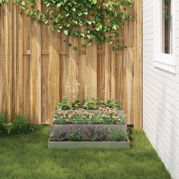 Vaso de Jardim 3 Andares 90x90x35 cm Aço Galvanizado M 4