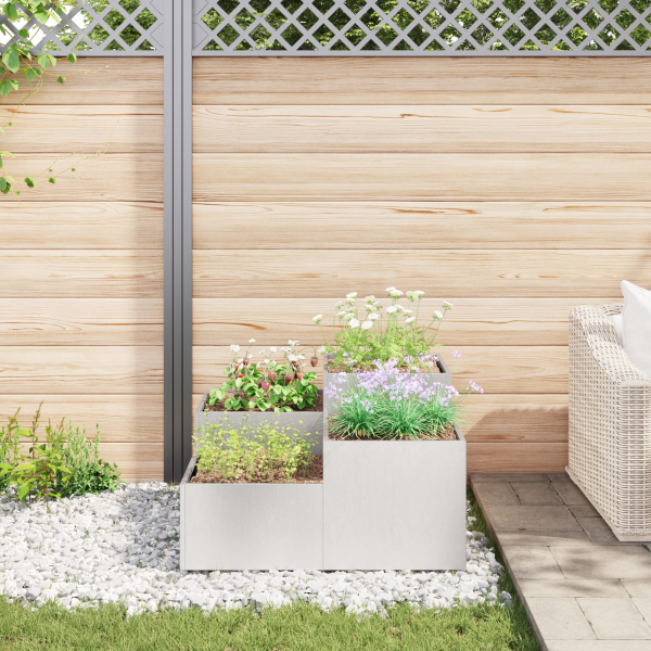 Jardinera de acero gris verde acero inoxidable 80x80x48 cm M 4