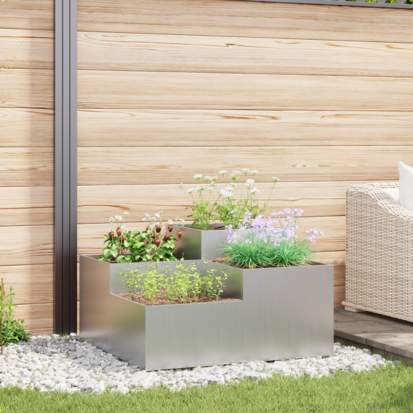 Jardinera de acero acero galvanizado 100x100x48 cm D