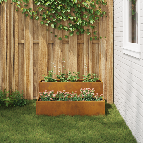 Jardineira 2 Níveis 100x60x45 cm Aço Envelhecido M 4