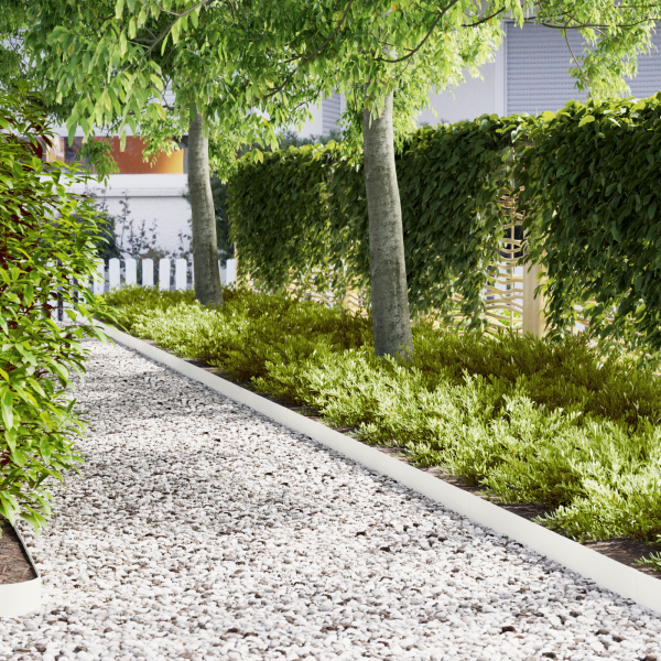 Bordes para césped 10 piezas acero blanco 100x0.5x15 cm D