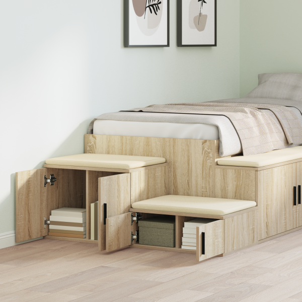 Mueble de almacenaje madera ingeniería roble Sonoma 127x41x40cm M 4