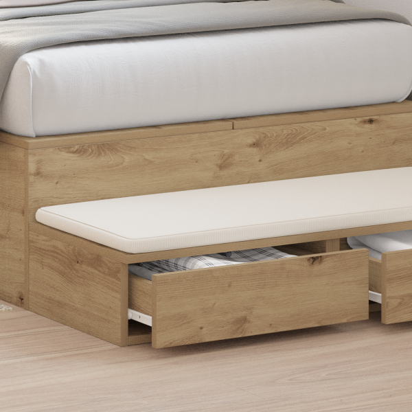 Cajones de cama madera ingeniería roble artisan 100x36.5x16.5cm M 4