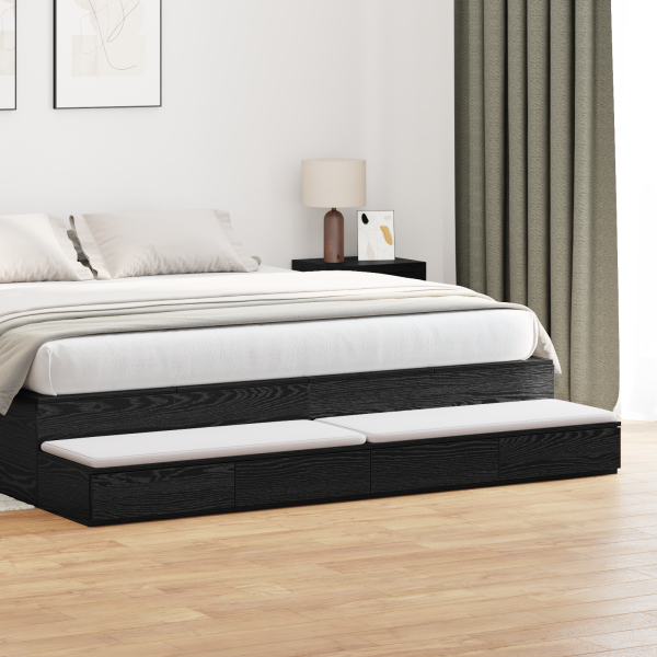 Cajones de cama madera de ingeniería negro 200x36.5x16.5 cm D