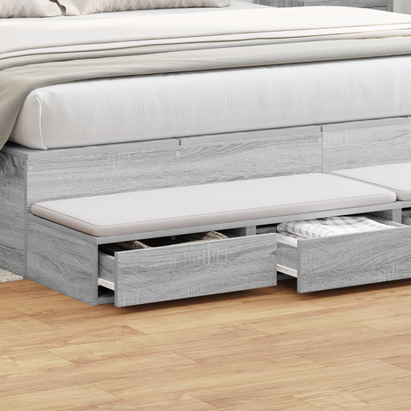 Cajones de cama madera ingeniería gris Sonoma 200x36.5x16.5cm M 4