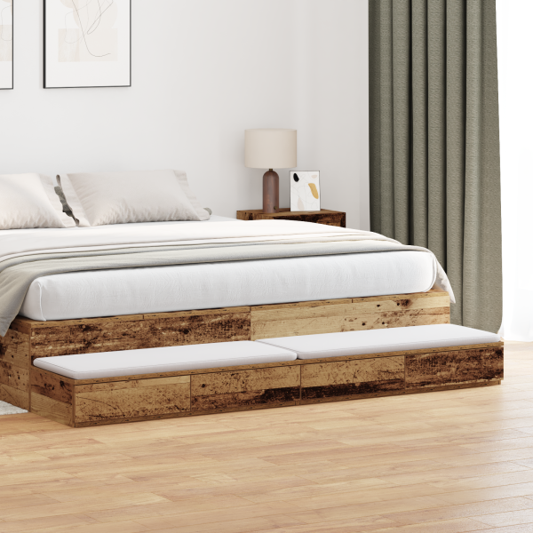 Cajones de cama madera ingeniería envejecido 200x36.5x16.5cm D