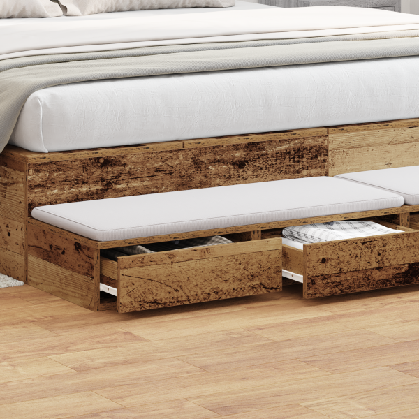 Cajones de cama madera ingeniería envejecido 200x36.5x16.5cm M 4