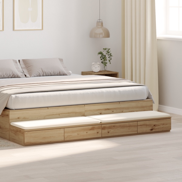 Cajones de cama madera ingeniería roble artisan 200x36.5x16.5cm D