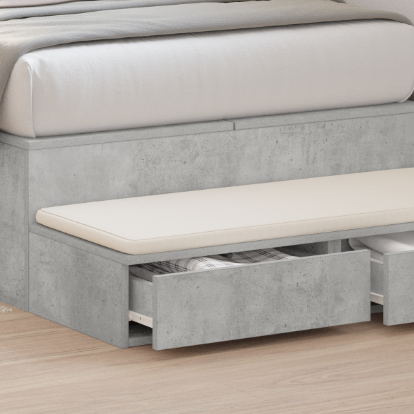 Cajones para cama  gris concreto 90x36.5x16.5 cm de madera elaborada M 4