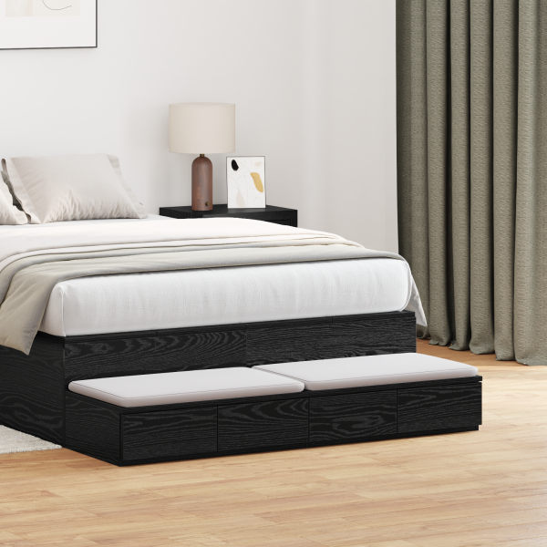 Cajones de cama madera de ingeniería negro 120x36.5x16.5 cm D