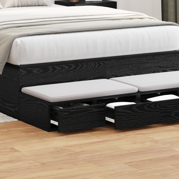 Cajones de cama madera de ingeniería negro 120x36.5x16.5 cm M 4