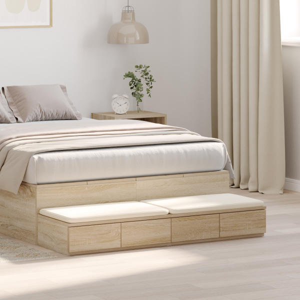 Cajones de cama madera ingeniería roble Sonoma 120x36.5x16.5 cm D