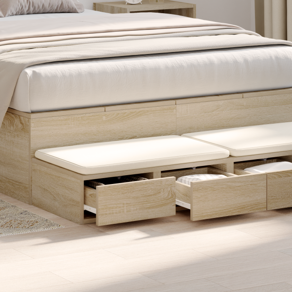 Gavetas para Cama Carvalho de Sonoma 120x36.5x16.5 cm Madeira Engenheirada M 4