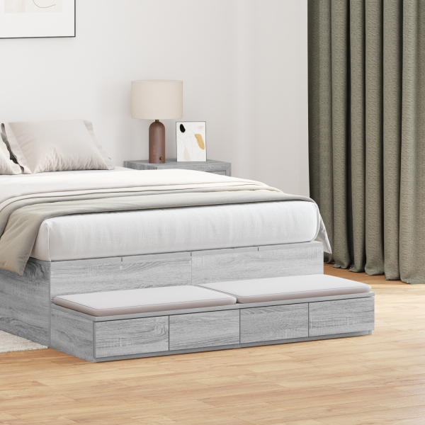 Cajones de cama madera ingeniería gris Sonoma 120x36.5x16.5 cm D