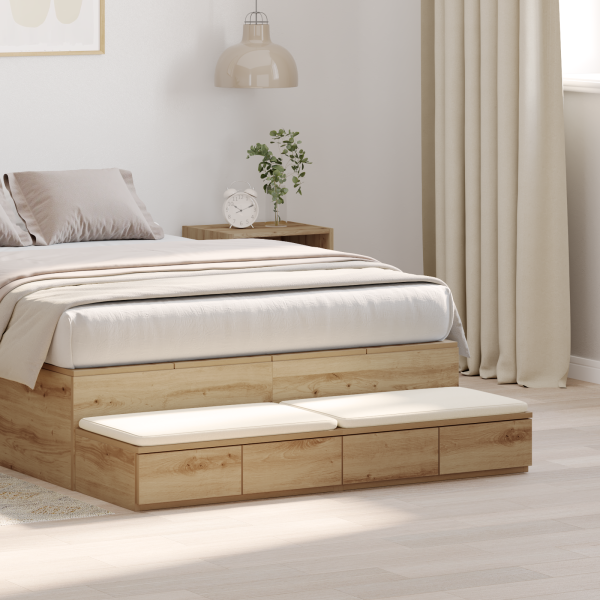 Cajones de cama madera ingeniería roble artisan 120x36.5x16.5cm D