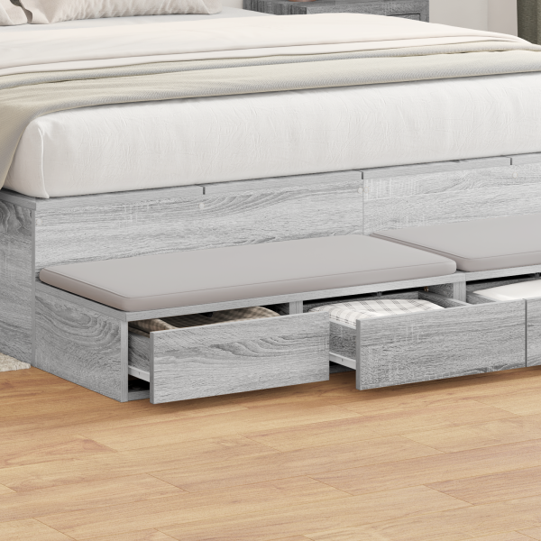 Cajones de cama  en gris Sonoma. 150x36.5x16.5 cm. de madera ingenierizada M 4