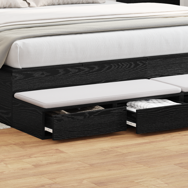 Cajones para Cama Negros VidaXL 180x36.5x16.5 cm de Madera Contrachapada M 4