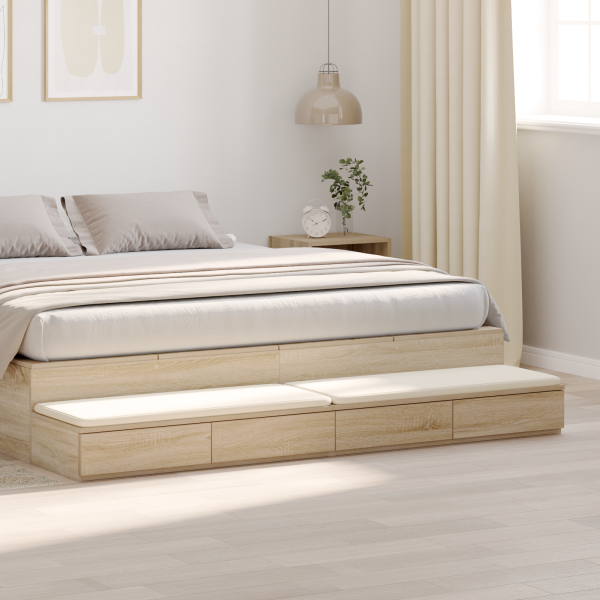 Cajones de cama  Roble Sonoma 180x36.5x16.5 cm de madera hecha D
