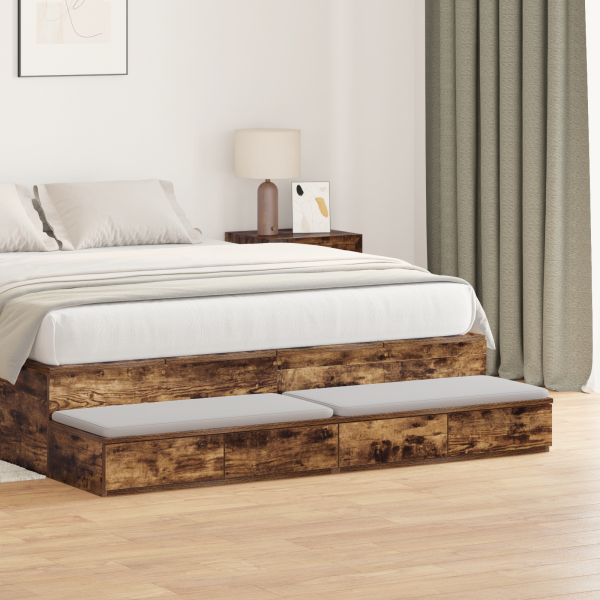 Cajones de Cama  Roble Ahumado 135x36.5x16.5 cm Madera Ingenierada D