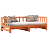 Cama dia com cama auxiliar castanho encerado 180x200 cm madeira maciça de pinho 4