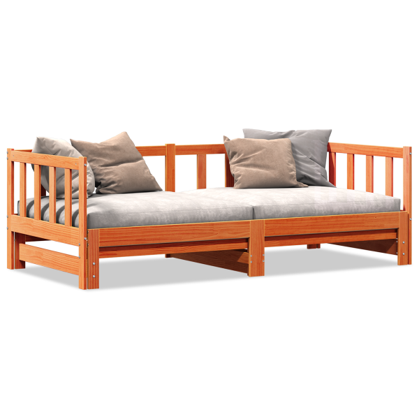 Cama dia com cama auxiliar castanho encerado 180x200 cm madeira maciça de pinho M 5