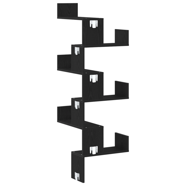 Estante de esquina de pared madera negro roble 45x45x147 cm M 4