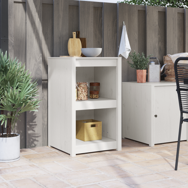 Gabinete de Cocina Exterior Blanco 55x55x92 cm Madera Maciza de Pino D