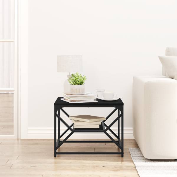 Mesa de café de roble negro con estante. 51x50x40 cm. hecha de madera elaborada M 4