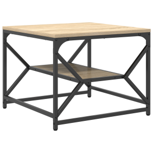 Mesa de café con estante en roble de Sonoma – 51x50x40 cm – Hecha de madera elaborada H