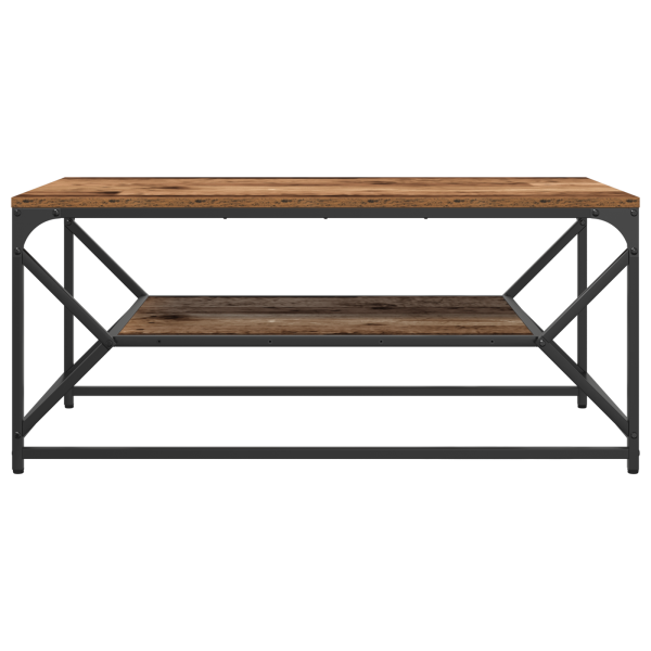 Mesa de Centro  com Prateleira em Madeira Antiga 90x50x40 cm em Madeira de Engenharia M 5