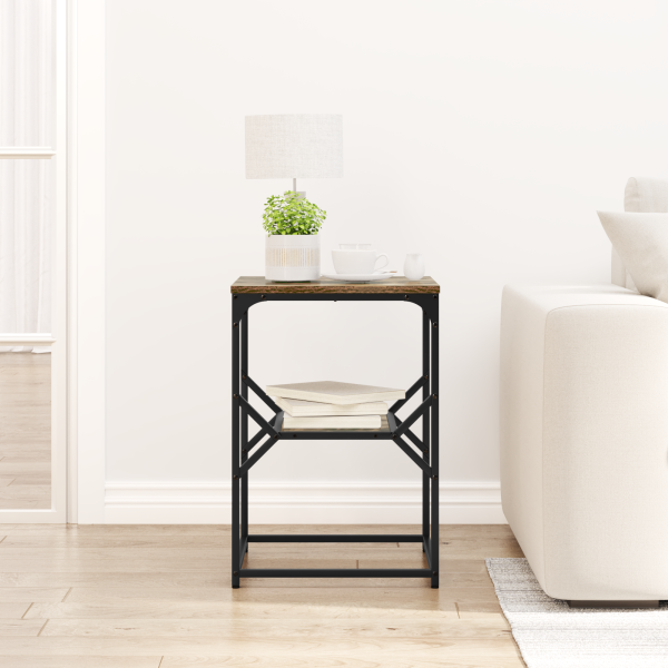 Mesa auxiliar madera de ingeniería roble ahumado 41x40x60 cm M 4